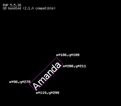 imagettfbbox rettengolo delimitante dinamico